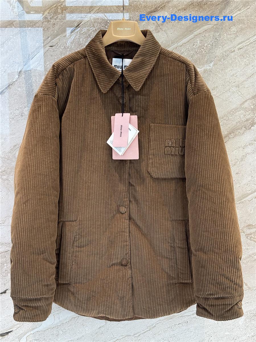 Miu Miu Camel Corduroy Down Jacket