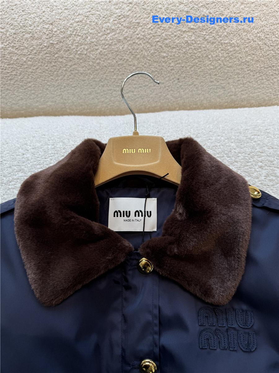 Miu Miu Navy Technical Gazar Blouson Jacket