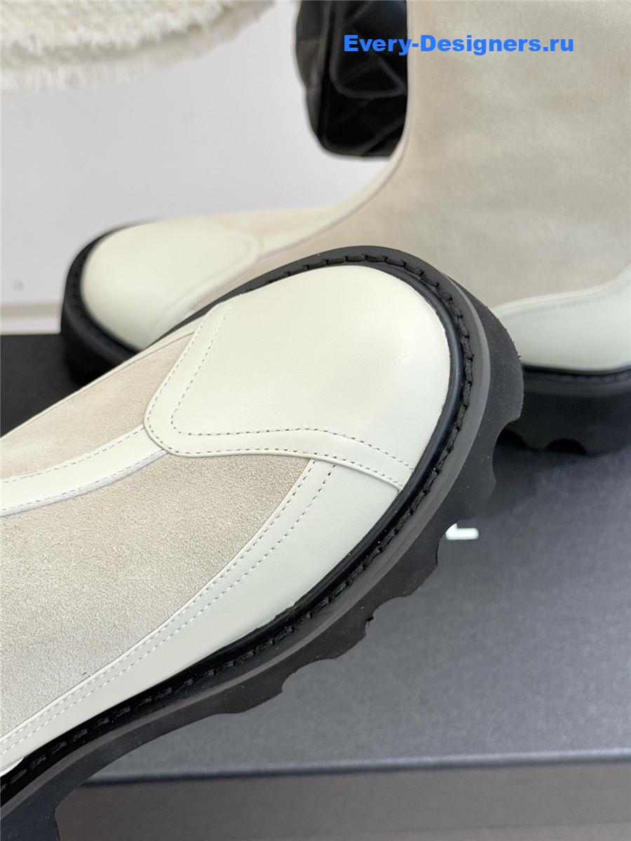 Ch**el white calfskin suede mid boots