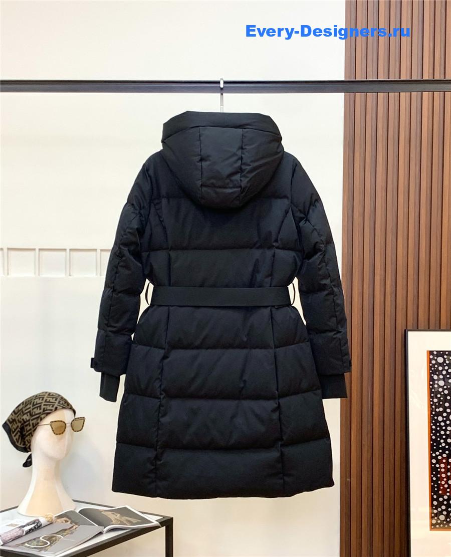Moncler Black Hooded Belted Puffer Jacket