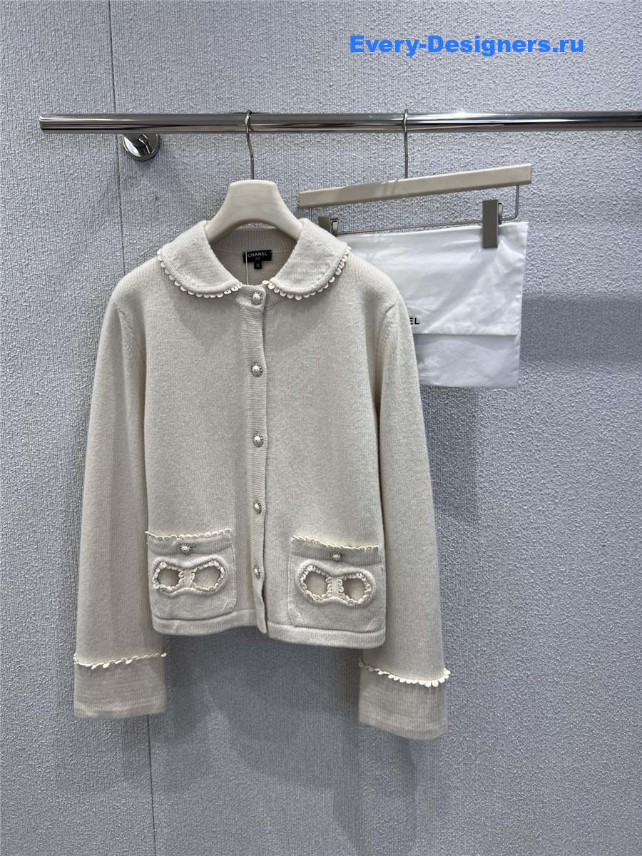 Ch**el white bow knit cardigan