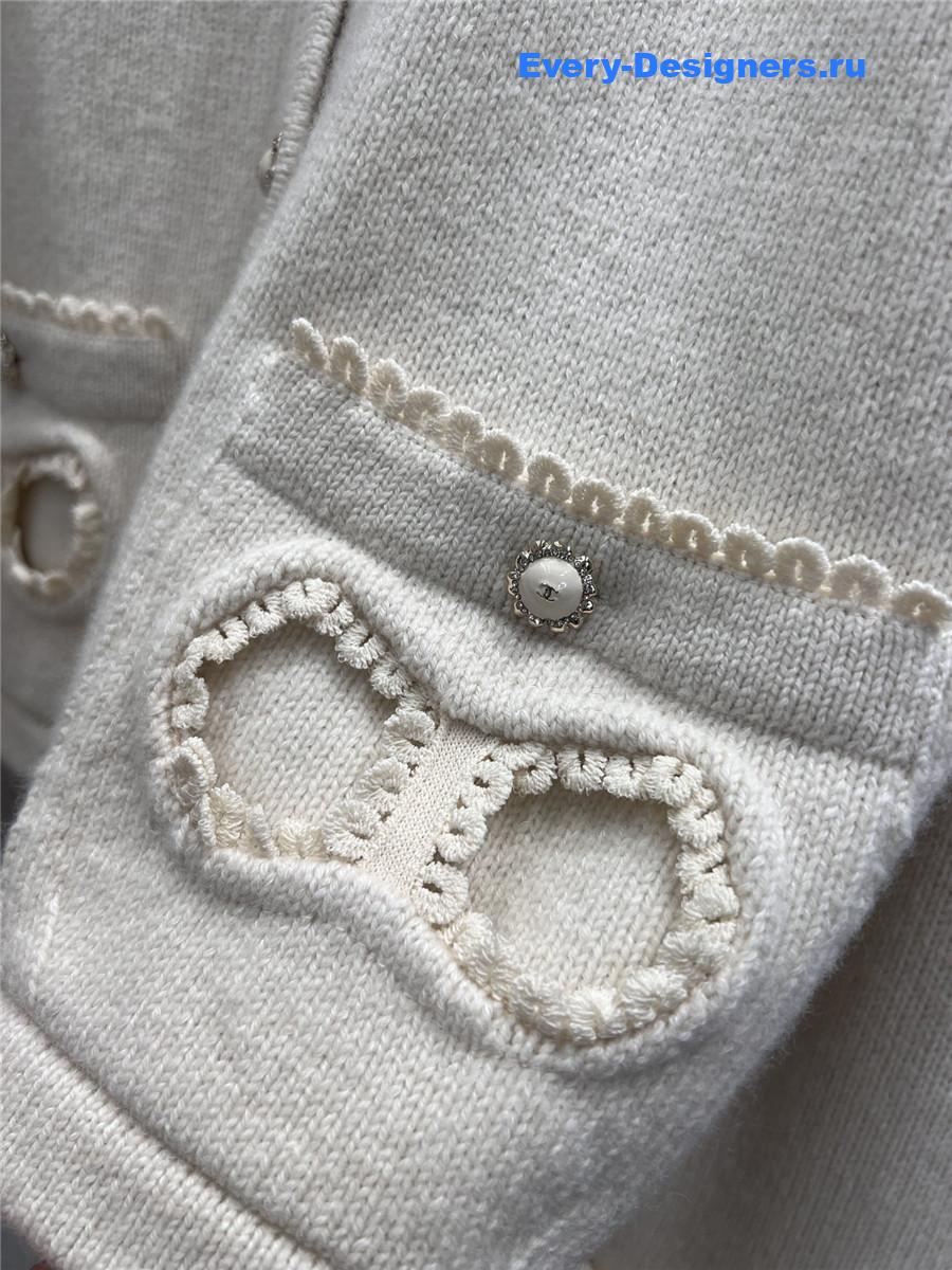 Ch**el white bow knit cardigan