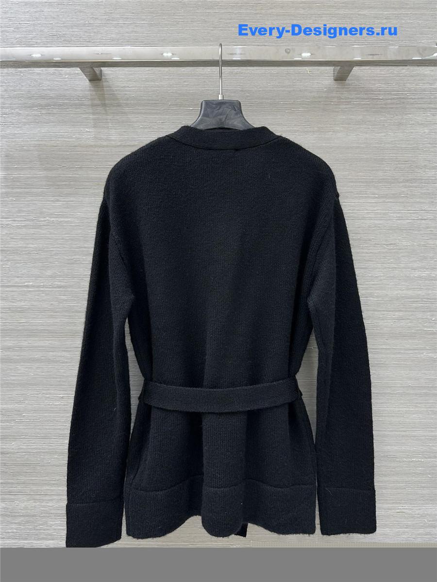 Ch**el coco black striped v-neck cardigan