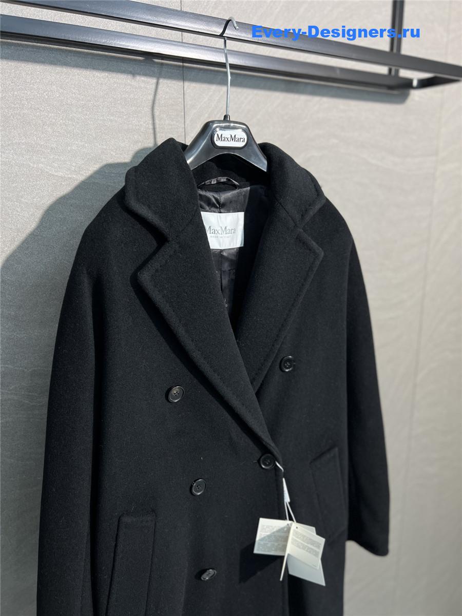 Max Mara Black Rebus Wool Double-Breasted Short Coat