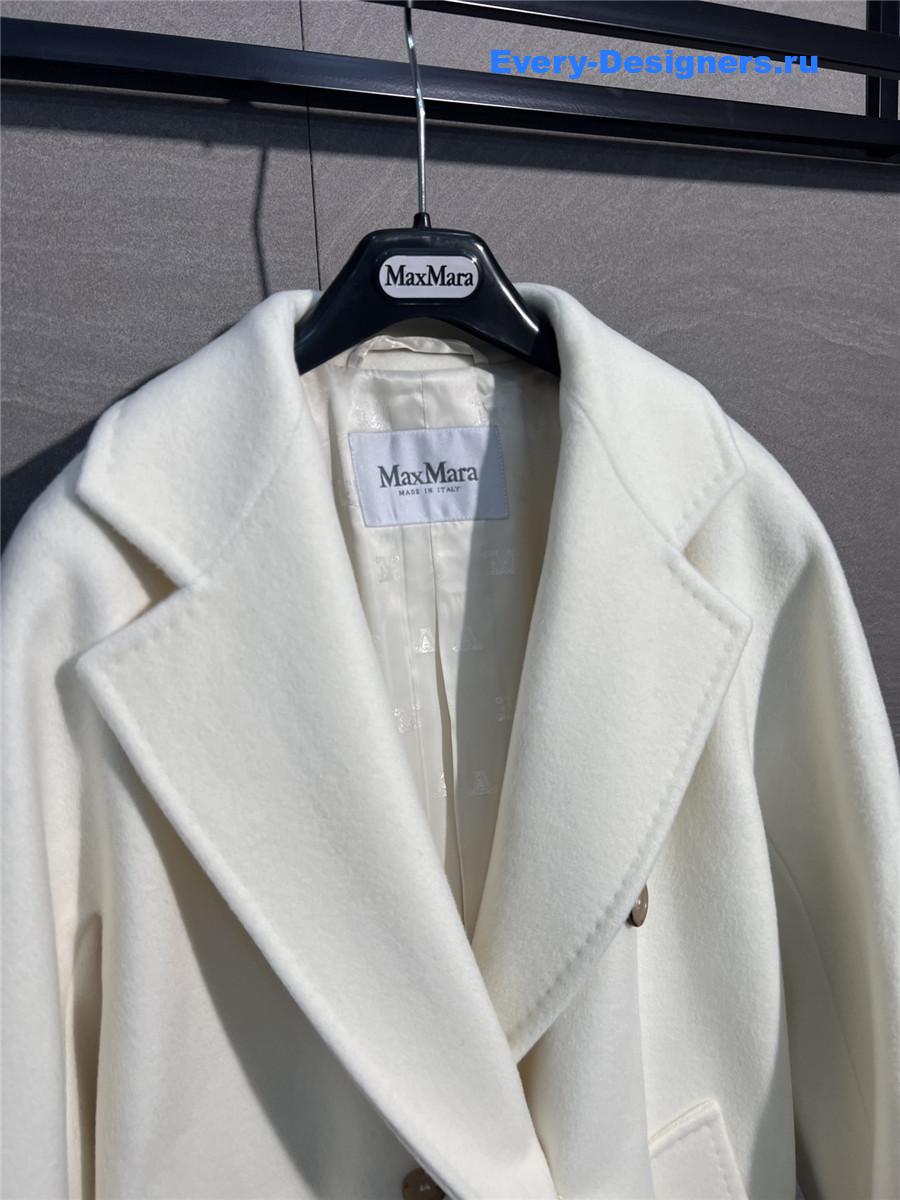 Max Mara White Rebus Wool Double-Breasted Short Coat