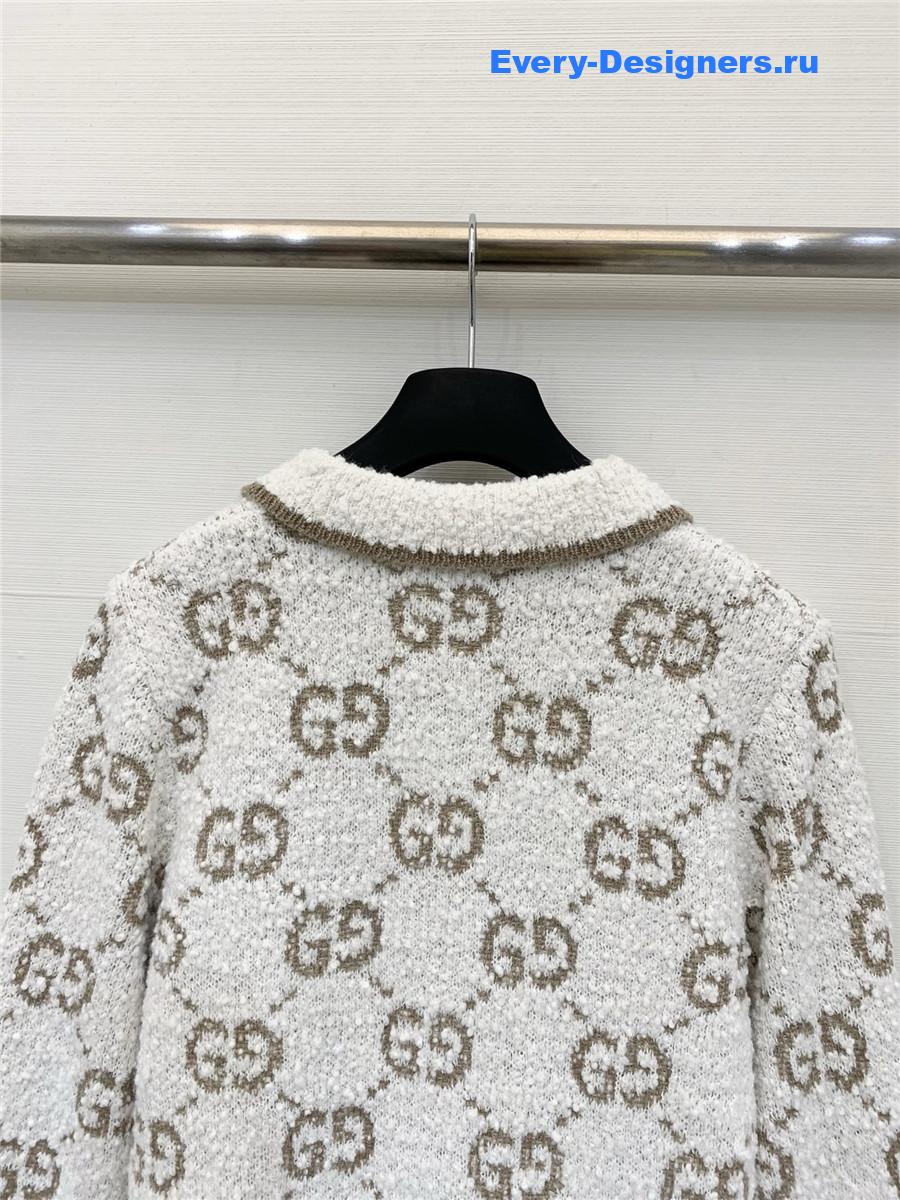 Gvc*1 gg white knit short polo shirt