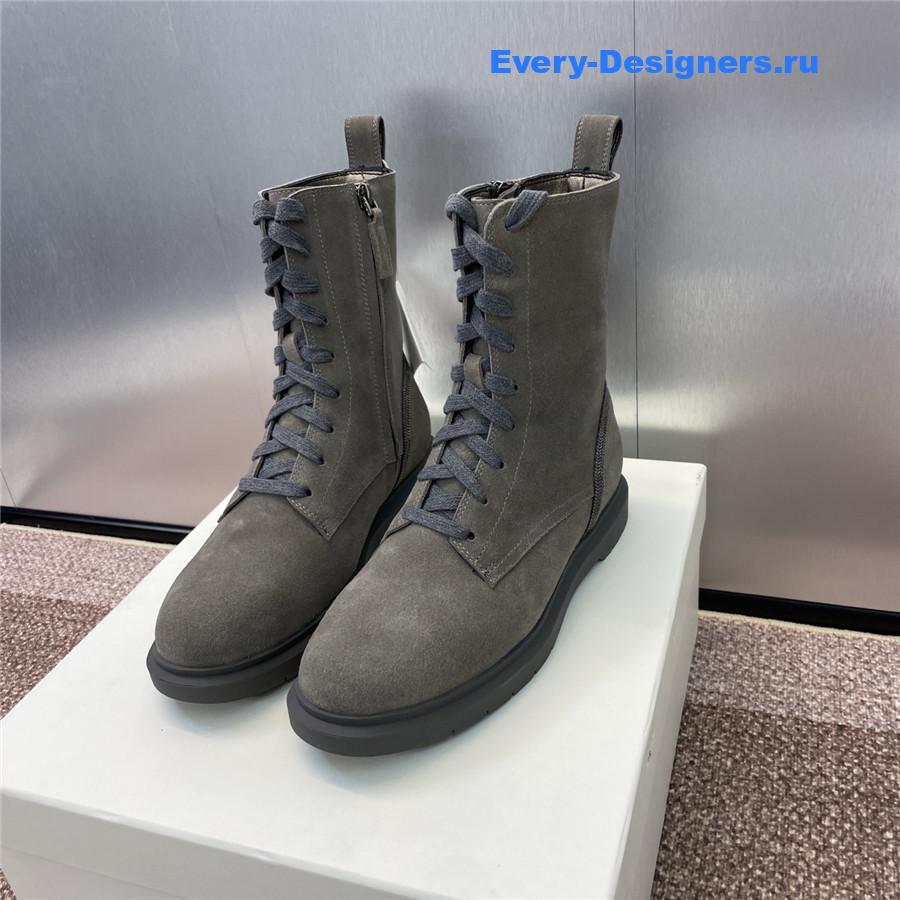 BC Dark Gray Suede Monili Lace-Up Boots