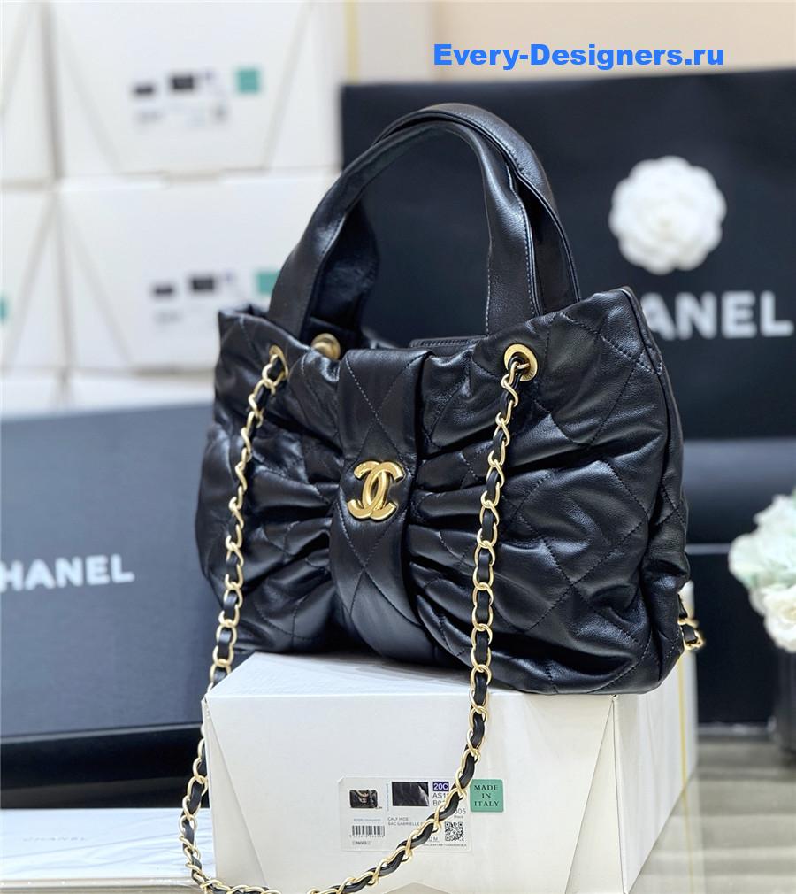 Ch**el 25k black lambskin bow handbag