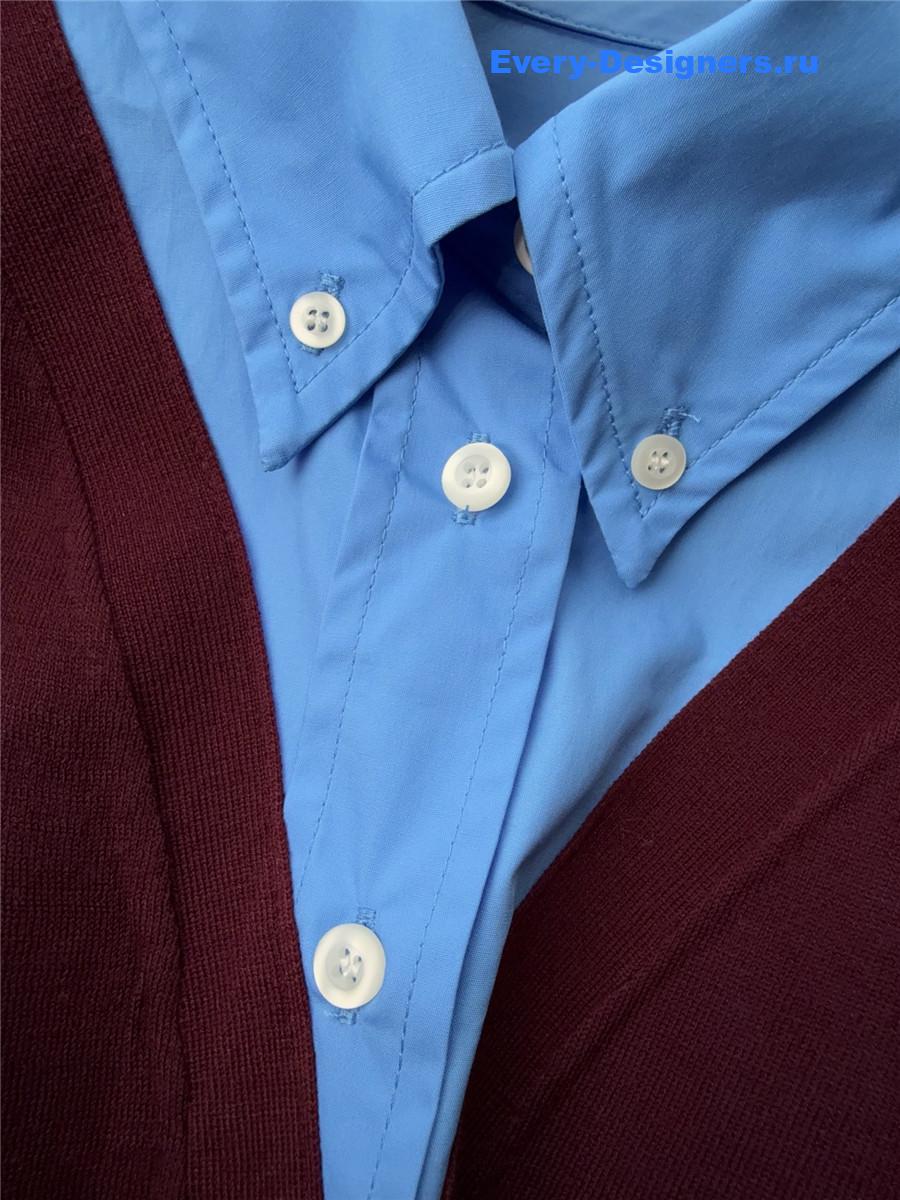 Miu Miu Burgundy/Periwinkle Cashmere And Poplin Shirt