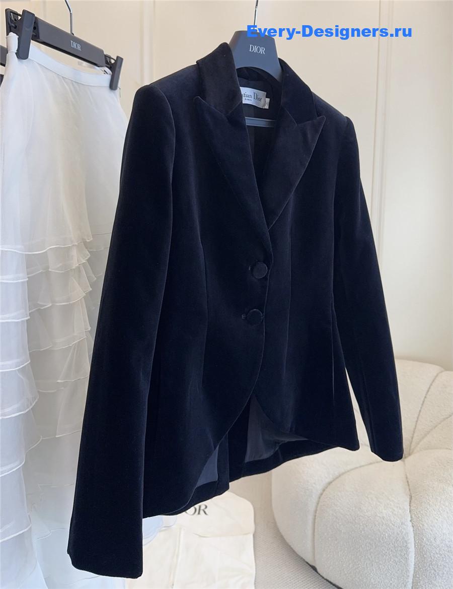 D10r black cotton velvet fitted jacket