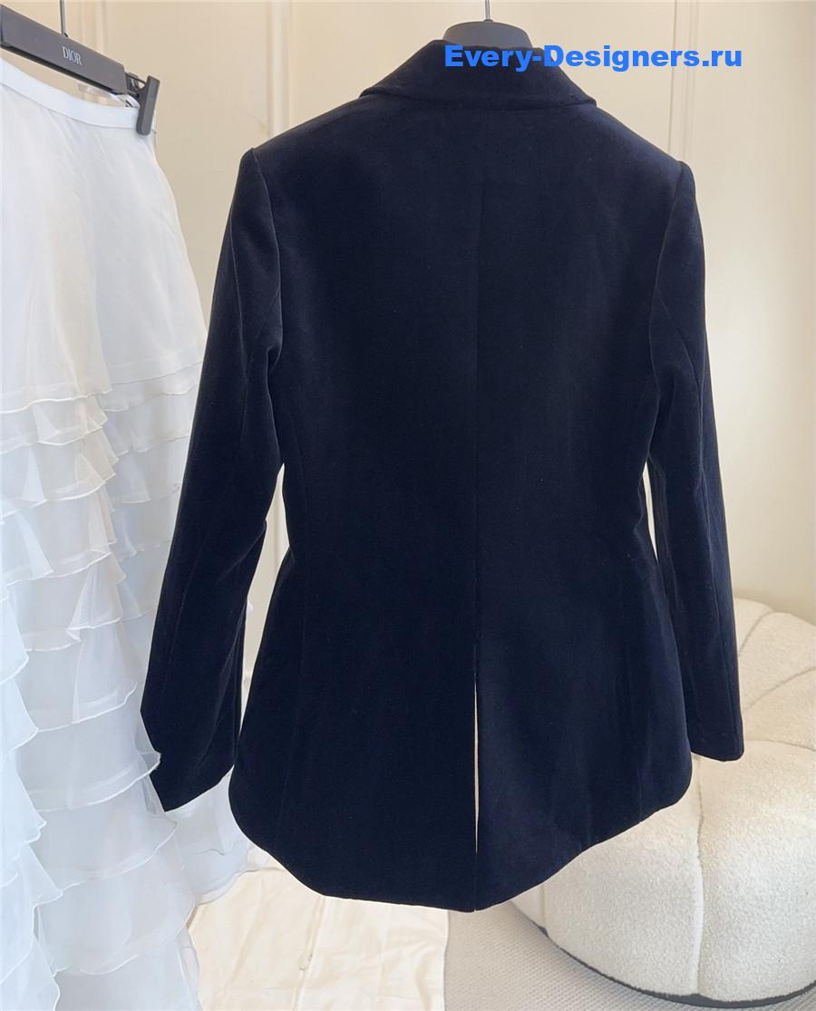 D10r black cotton velvet fitted jacket