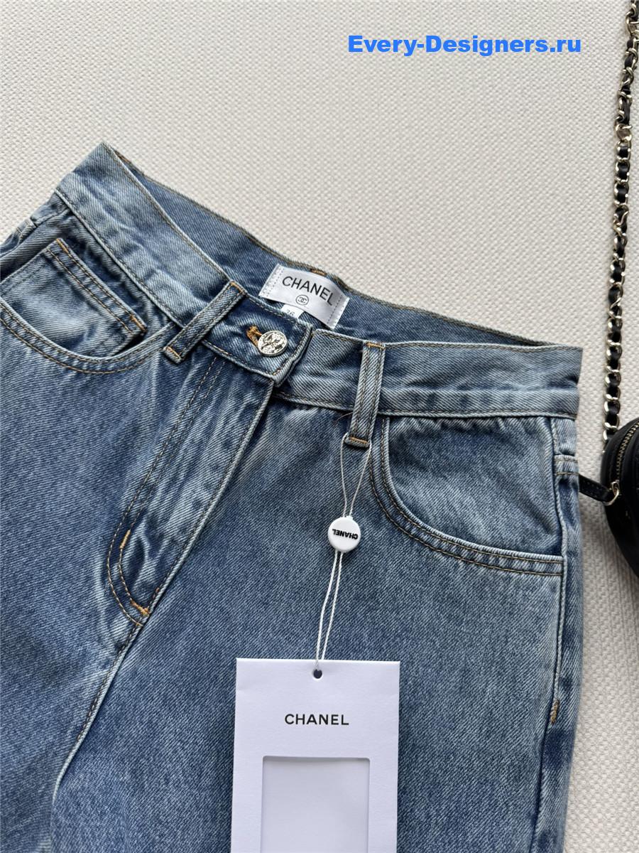 Ch**el light blue washed denim cargo pants