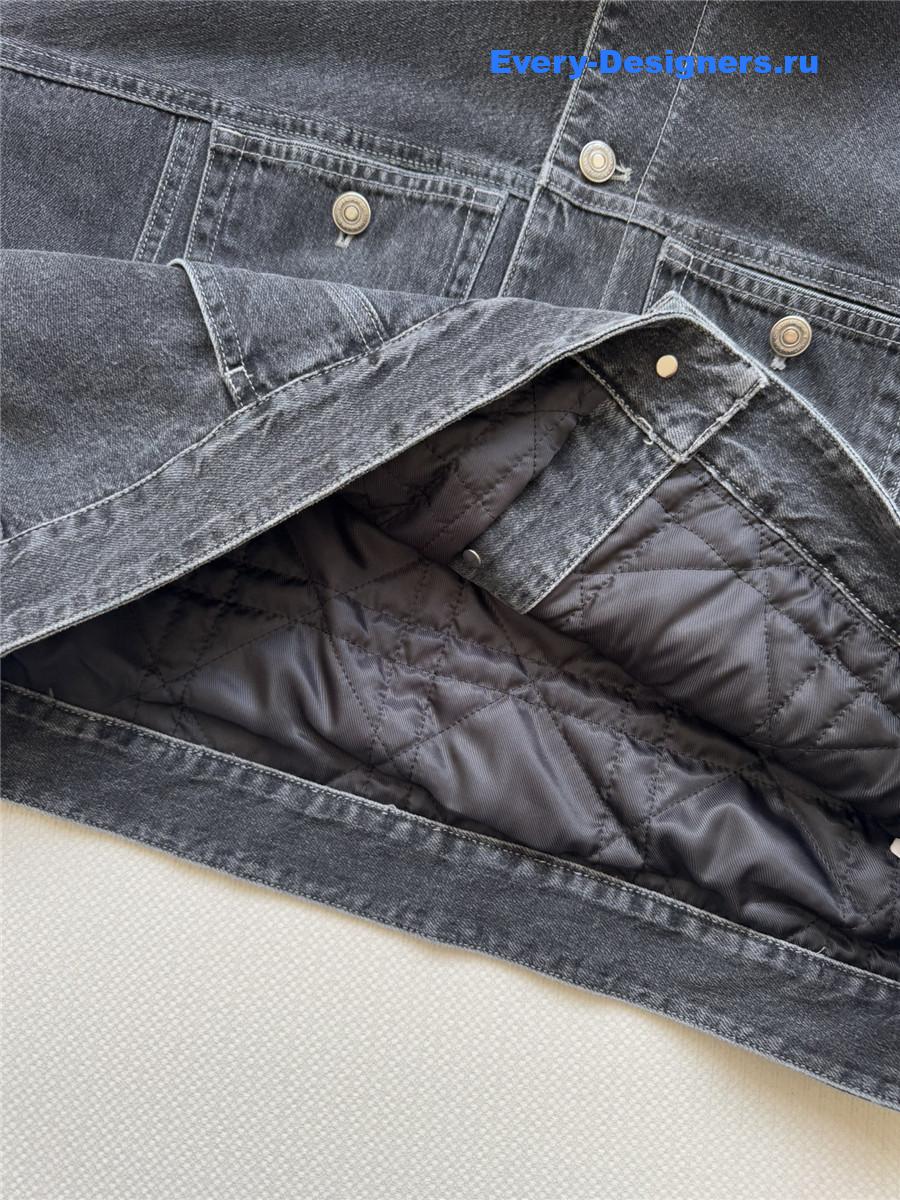 D10r grey shearling denim puffer jacket
