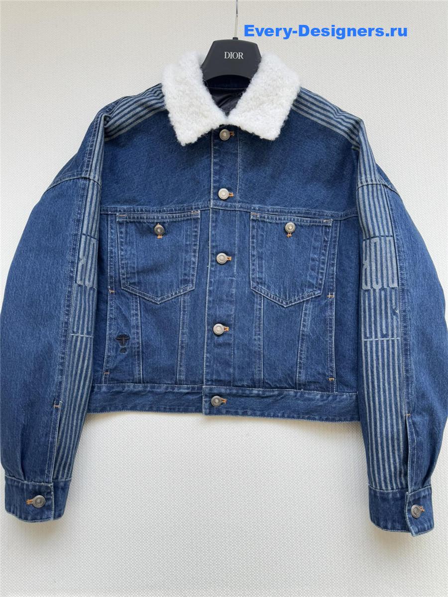 D10r blue shearling denim puffer jacket