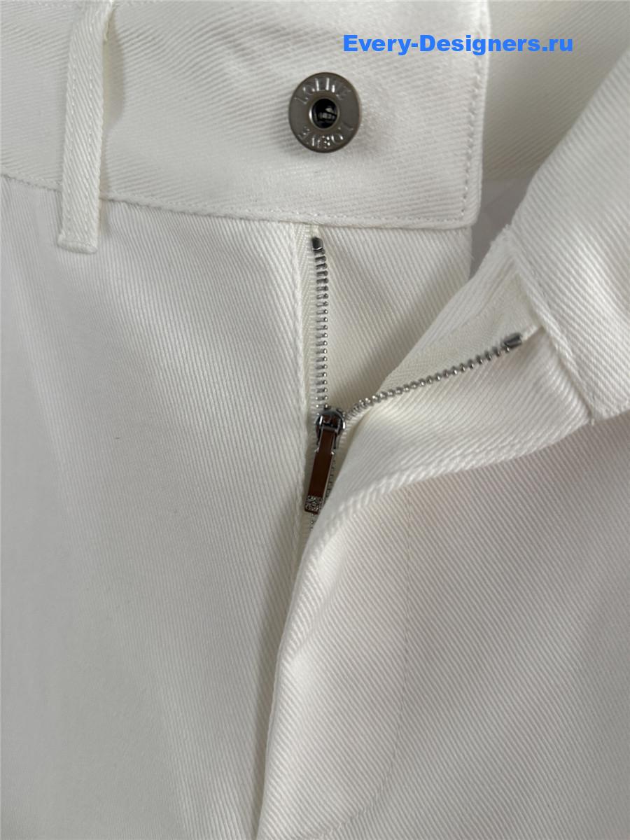 L0ew* anagram embroidered white jeans