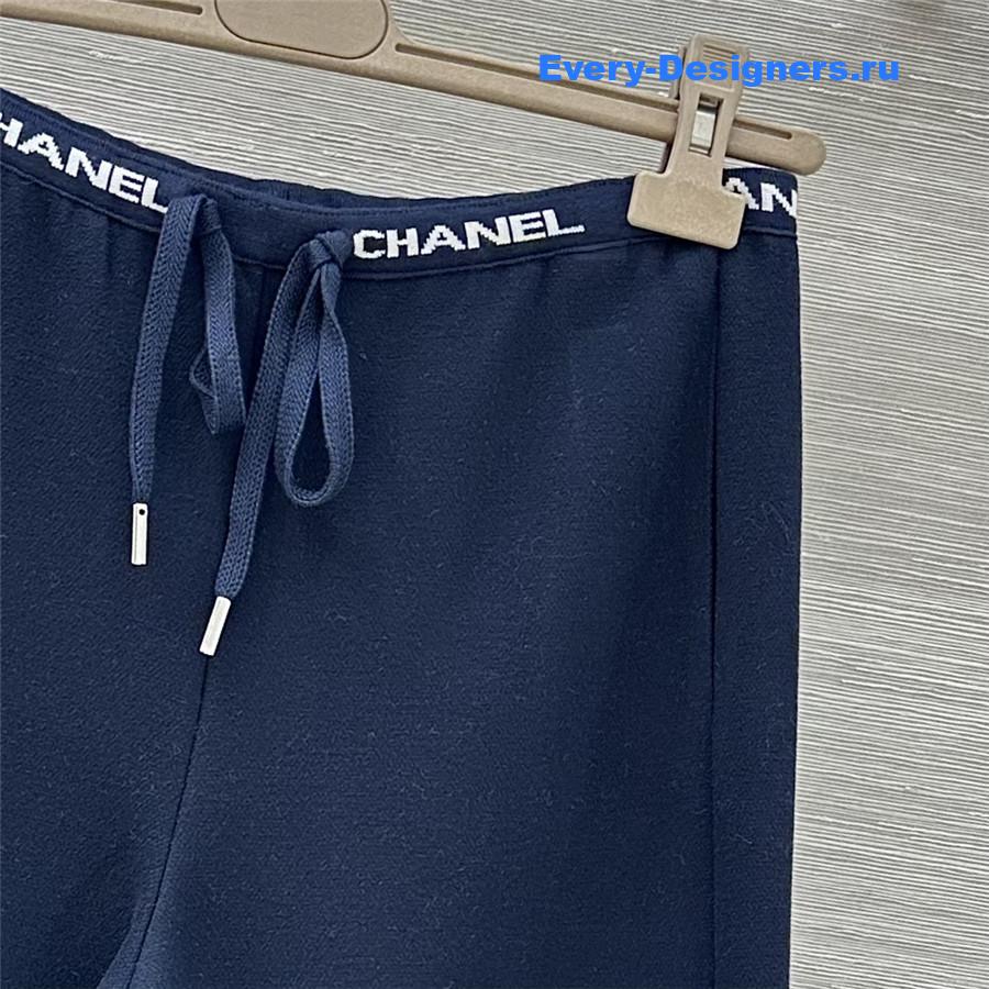 Ch**el logo navy wide-leg sweatpants