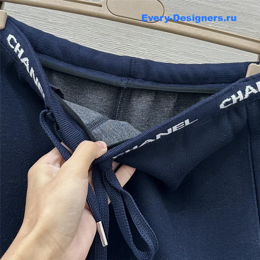 Ch**el logo navy wide-leg sweatpants