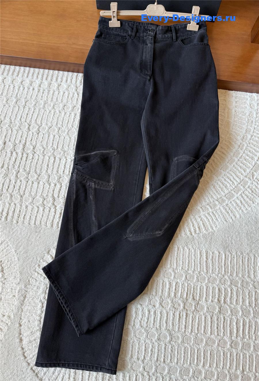 Ch**el black washed distressed jeans