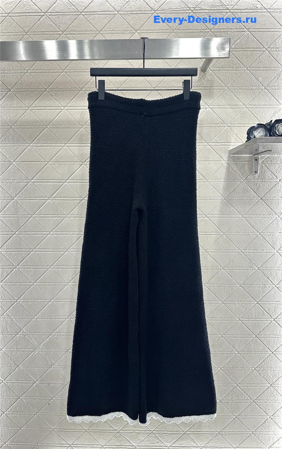 Ch**el black cardigan wide-leg pant set
