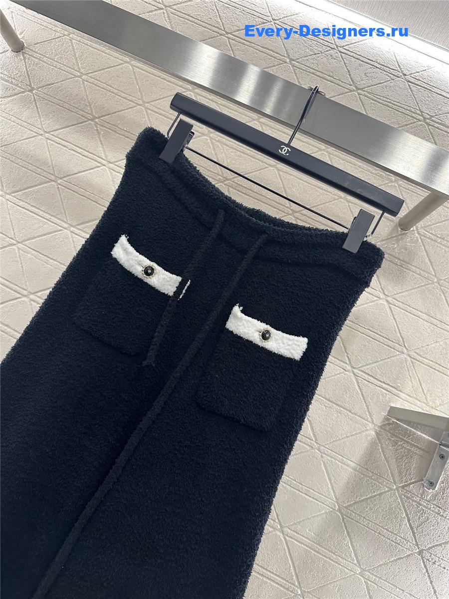 Ch**el black cardigan wide-leg pant set