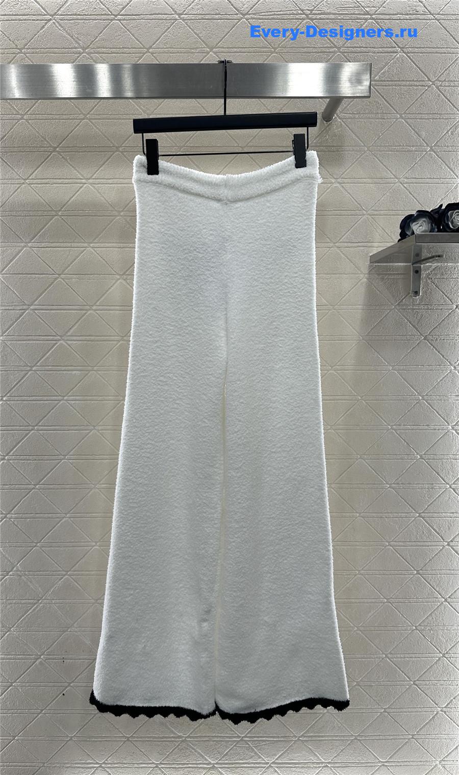 Ch**el white cardigan wide-leg pant set
