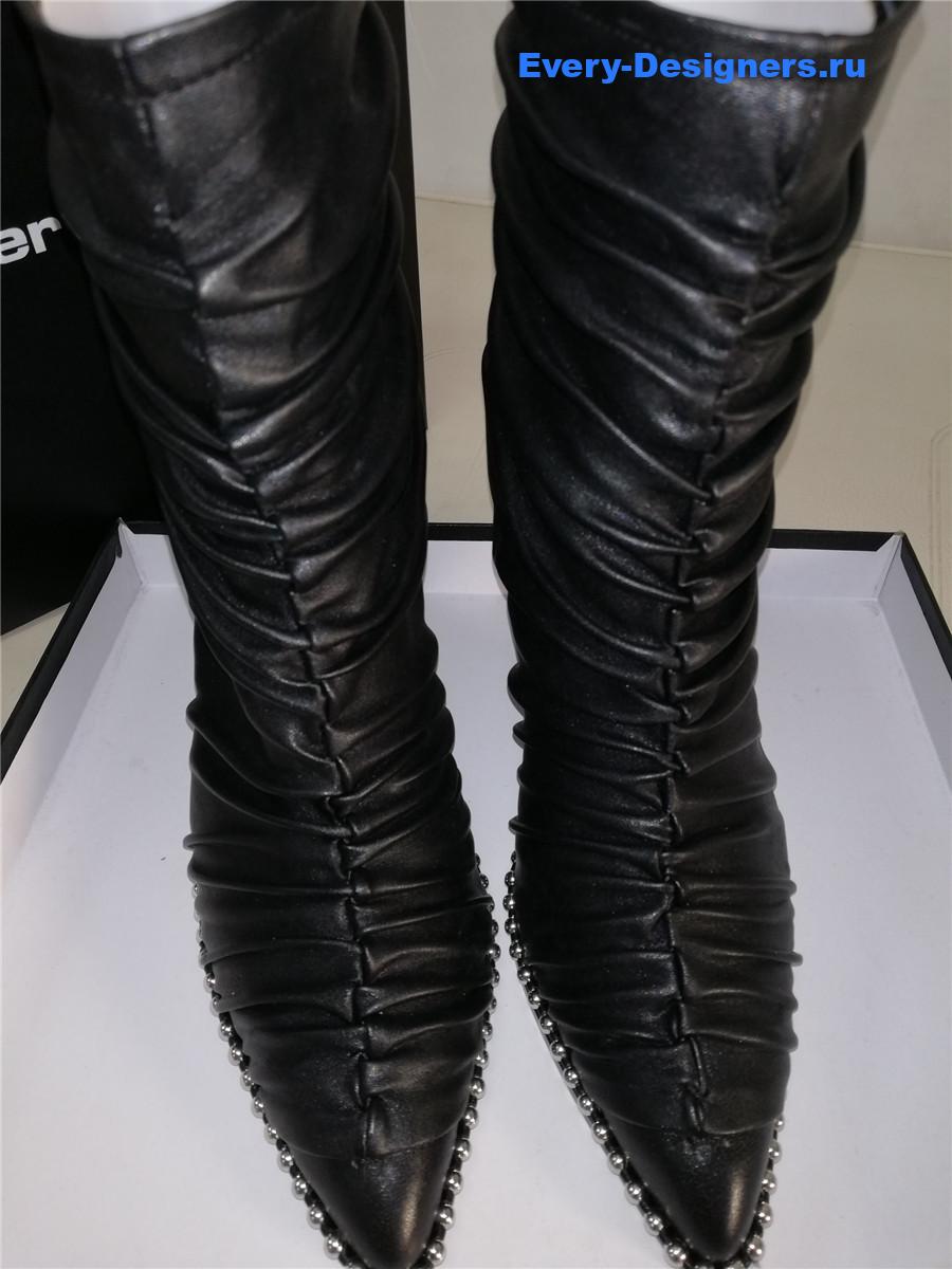 A1exa*der wang eri studded ruched leather stiletto boot