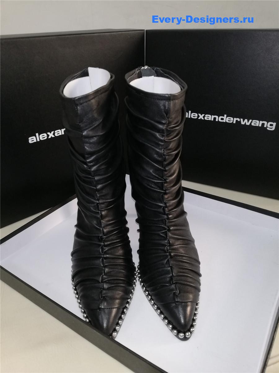 A1exa*der wang eri studded ruched leather stiletto boot