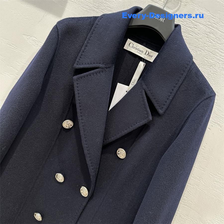 D10r women double-breasted faux collar wool jacket