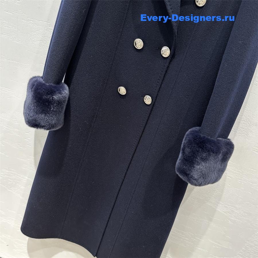 D10r women double-breasted faux collar wool jacket